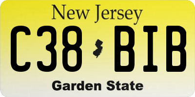 NJ license plate C38BIB