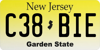 NJ license plate C38BIE