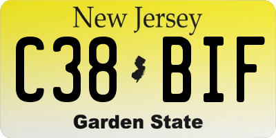 NJ license plate C38BIF