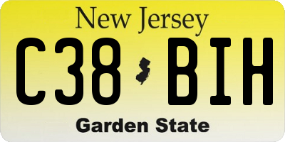 NJ license plate C38BIH