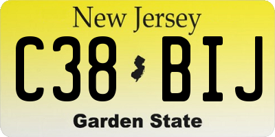NJ license plate C38BIJ
