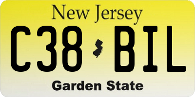 NJ license plate C38BIL