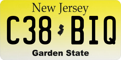 NJ license plate C38BIQ