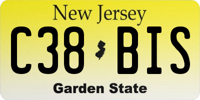 NJ license plate C38BIS