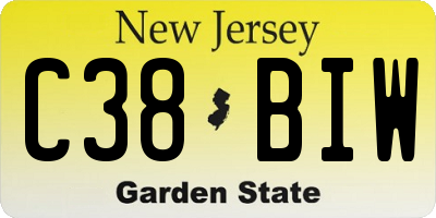 NJ license plate C38BIW