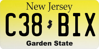 NJ license plate C38BIX
