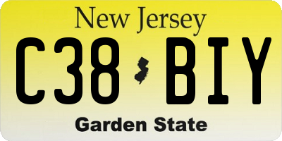 NJ license plate C38BIY