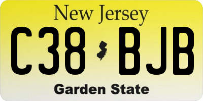 NJ license plate C38BJB