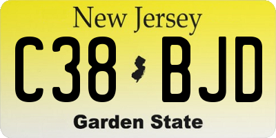 NJ license plate C38BJD