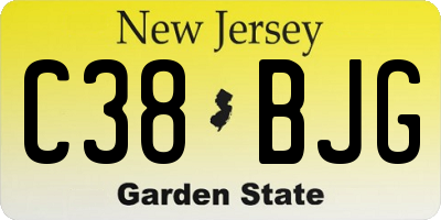 NJ license plate C38BJG
