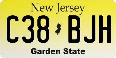 NJ license plate C38BJH