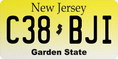 NJ license plate C38BJI