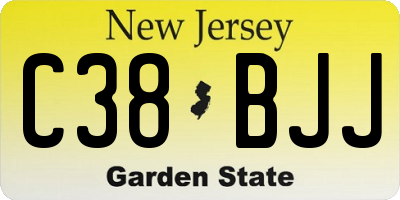 NJ license plate C38BJJ