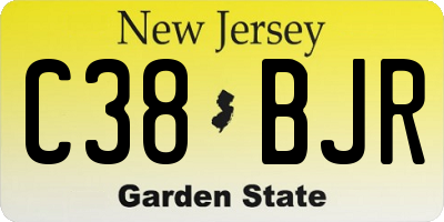 NJ license plate C38BJR