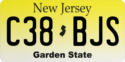 NJ license plate C38BJS
