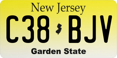 NJ license plate C38BJV