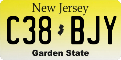 NJ license plate C38BJY