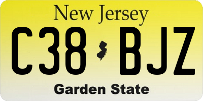 NJ license plate C38BJZ
