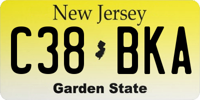 NJ license plate C38BKA