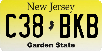 NJ license plate C38BKB