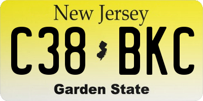 NJ license plate C38BKC