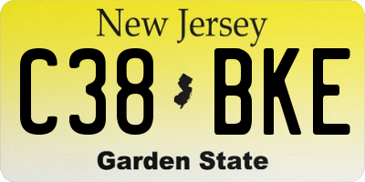 NJ license plate C38BKE