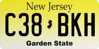 NJ license plate C38BKH