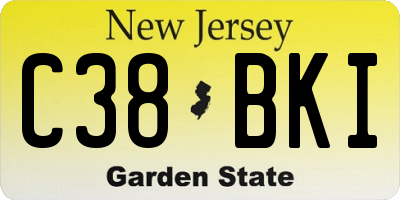 NJ license plate C38BKI
