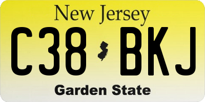 NJ license plate C38BKJ