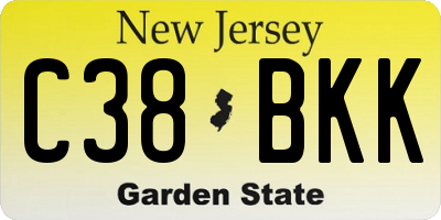 NJ license plate C38BKK