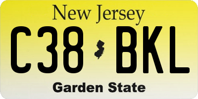 NJ license plate C38BKL