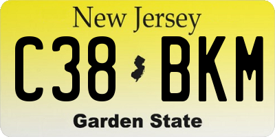 NJ license plate C38BKM