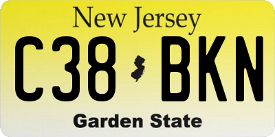 NJ license plate C38BKN