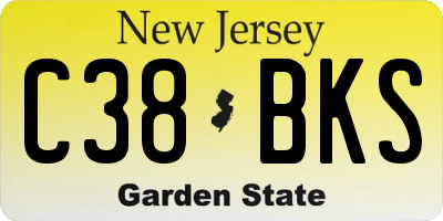 NJ license plate C38BKS