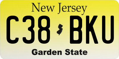 NJ license plate C38BKU