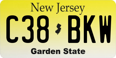 NJ license plate C38BKW