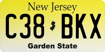 NJ license plate C38BKX