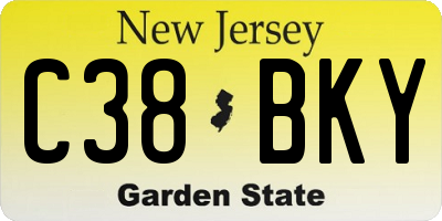 NJ license plate C38BKY