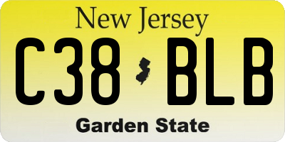NJ license plate C38BLB