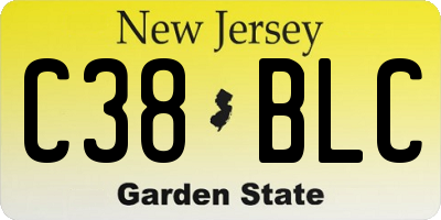 NJ license plate C38BLC