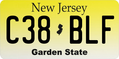 NJ license plate C38BLF