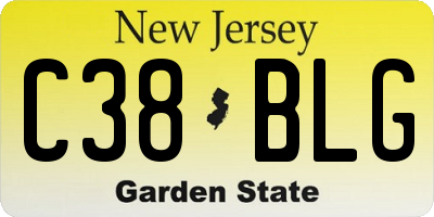 NJ license plate C38BLG