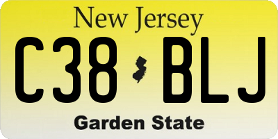 NJ license plate C38BLJ