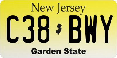 NJ license plate C38BWY