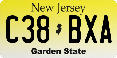 NJ license plate C38BXA