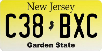 NJ license plate C38BXC