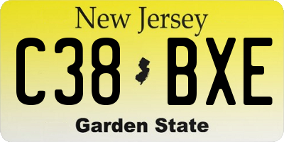 NJ license plate C38BXE