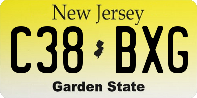 NJ license plate C38BXG