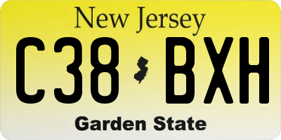 NJ license plate C38BXH