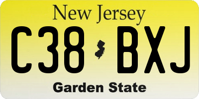 NJ license plate C38BXJ